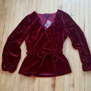 J.crew size 2 burgundy velvet top